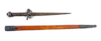 null Sword transformed into a hunting dagger, silver plated iron mount, with inverted...