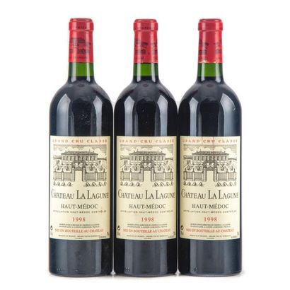 null 3 bouteilles CHATEAU LA LAGUNE 1998 3e GC Haut-Médoc (étiquettes fanées)