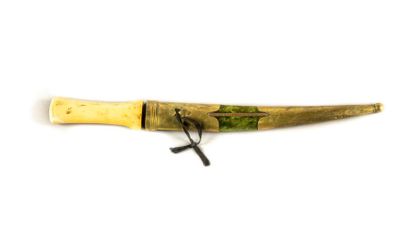 null Ottoman dagger of the jambya type, marine ivory handle, slightly curved two-edged...