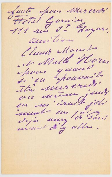 Monet Claude MONET (1840-1926). Autograph letter signed, to [Gustave Geffroy]. Giverny,...