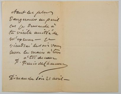 Puvis de Chavannes Pierre PUVIS DE CHAVANNES (1824-1898). Lettre autographe signée,...