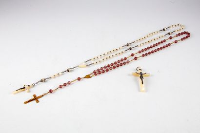 null Set of two rosaries, one of which is made of mother-of-pearl - a mother-of-pearl...