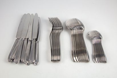 null Stainless steel cutlery set: 12 knives, 12 large cutlery, 11 small spoons