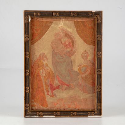 null Tapestry reproducing Raphael's Sistine Madonna. 

H. : 18 cm ; W. : 13 cm