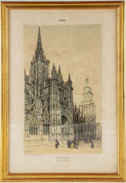 null Ensemble de 4 gravures et lithographies : 

- Toulouse, Le Capitole, 

- Chateau...