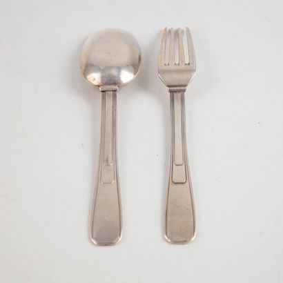 null Silver Art Deco style cutlery.

M. O. : Hénin & Cie ; Minerva stamp

Weight:...