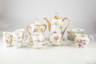 null LIMOGES FRANCE

Porcelain coffee set with lilac decoration and golden filet,...