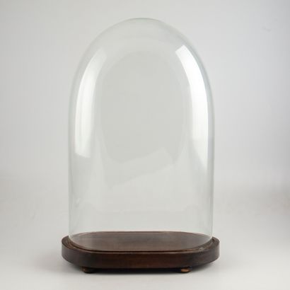 null Globe en verre et son socle en bois noirci

H. : 45 cm
