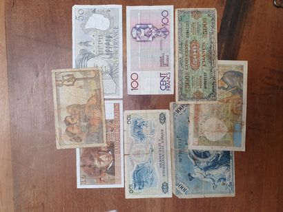 null Set of 8 banknotes from France, Belgium, Luxembourg, Germany,