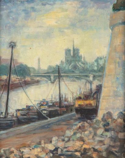 MOURGUE-VACQUIER Renée MOURGUE-VACQUIER (1894-1990)
Boats docked in front of Notre...