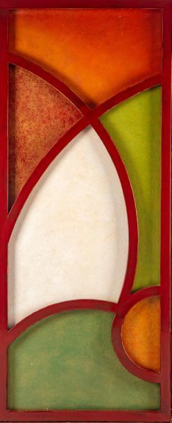 null Contemporary work
Two rectangular panels in red lacquered wood decorated with...