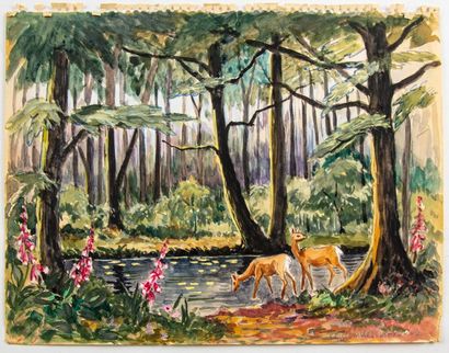 Paul-Emile Pissarro Paul-Emile PISSARRO (1884-1972)
The doe at the edge of the pond
Watercolour...