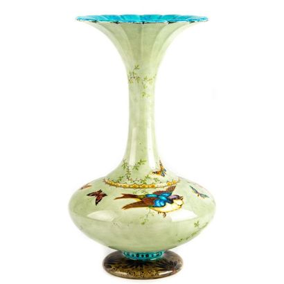 THEODORE DECK Théodore DECK (1823-1891)
Long neck ovoid vase on foot finished in...