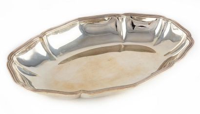 null Silver oblong bowl with a moving edge of pinched ribs and a fillet moulding....