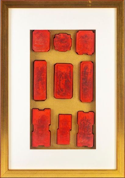 CHINE CHINA - XXth
Five frames including 45 red ink pads
43,5 x 30 cm
