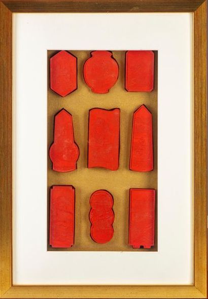 CHINE CHINA - XXth
Five frames including 45 red ink pads
43,5 x 30 cm
