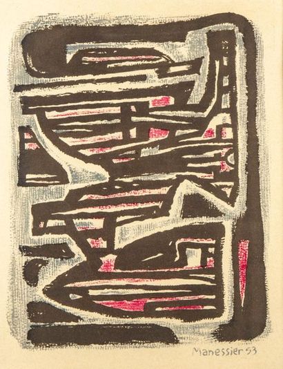 MANESSIER Alfred MANESSIER (1911 - 1993)
Geometric composition
Lithograph
Signed...