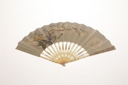 null In trompe-l'oeil, circa 1770-1780
Folded fan, double sheet of gouache wallpaper....