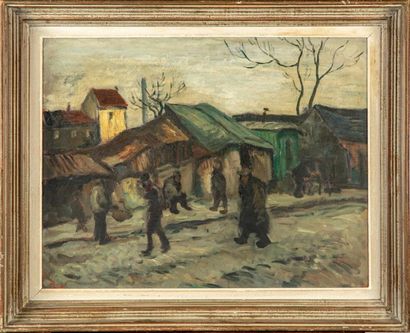 Léonard BORDES Léonard BORDES (1898 -1969)
Rue à Rouen en hiver
Huile sur isorel
Signé...