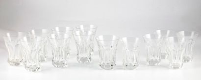 BACCARAT BACCARAT
Suite of fourteen flat-bottomed crystal cups (some size differences)
H.:...