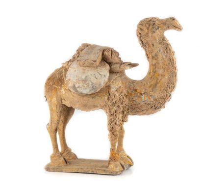 CHINE -TANG CHINA - TANG Period (618-907)
Terracotta camel statue, standing on a...