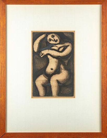 GEORGES ROUAULT Georges ROUAULT (1871-1958)
Sitting nude. Pl. pour Réincarnations...
