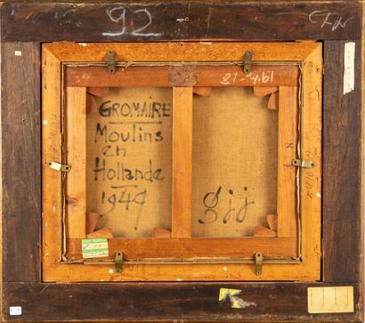 GROMAIRE Marcel GROMAIRE (1892-1971)
Moulins en Hollande, 1949
Huile sur toile 
Signée...