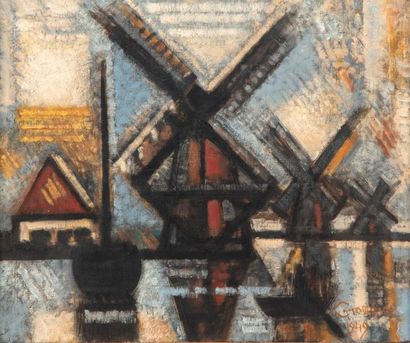 GROMAIRE Marcel GROMAIRE (1892-1971)
Mills in Holland, 1949
Oil on canvas 
Signed...
