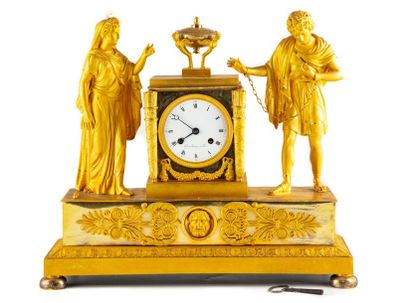 null Important gilt bronze boundary clock, subject to the Antique representing a...