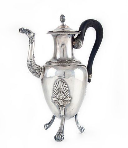 null Silver baluster-shaped watering can, moulded with friezes of gadroons and water...