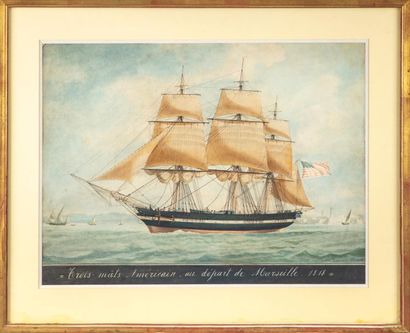 ROUX DE ROYAT Antoine ROUX DE ROYAT (1799 -1872)
American three-masted ship from...