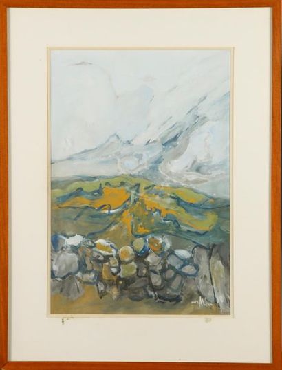 null MARION - XXth
Landscape with low wall
Gouache
Signed lower right and dated 68
44...