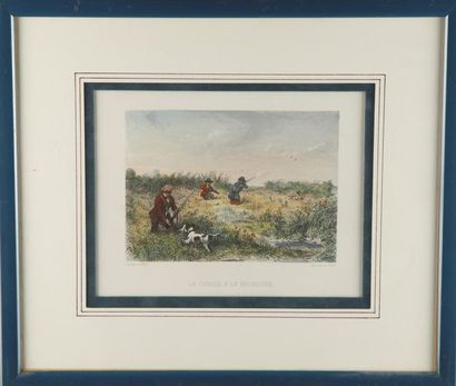 null Set of five colour engravings on the theme of hunting.
Frames