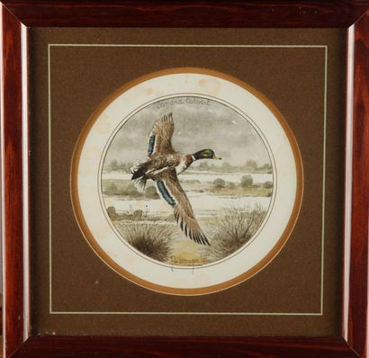 null Set of five colour engravings on the theme of hunting.
Frames