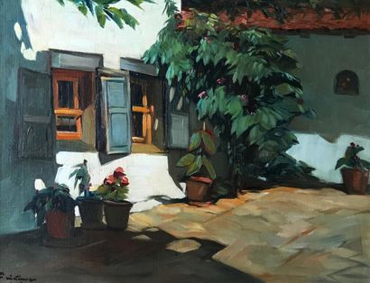 null EASTERN SCHOOL (Bulgaria?) - early 20th century
Flowered courtyard
Oil on isorel
Signed...