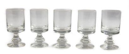 null Five baluster-shaped stemmed glasses.
Circa 1970