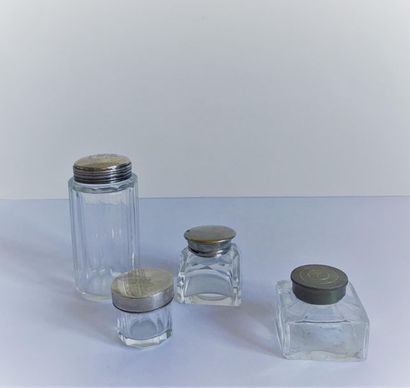 null Bottle, pill and inkwell in glass and metal cap. 
A box of antique compasses...