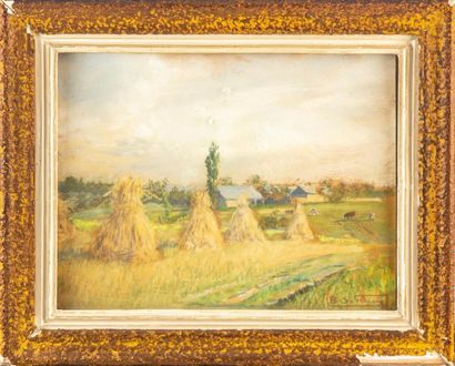 null FRENCH SCHOOL OF THE XXth
The haystacks
Pastel
Bears a signature "B S Fleury"...