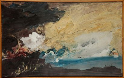 GILLET R.E GILLET - XXth
Abstraction
Oil on canvas 
Signed lower right
38 x 61 c...
