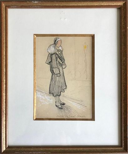 null André Meaux SAINT-MARC (1885-1941)
Woman with white collar coat
Pencil drawing...