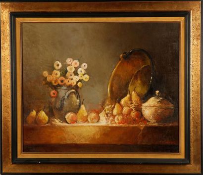 null Jean Pierre VANOT - XXth
Still life with copper
Oil on panel
Signed lower right
54...