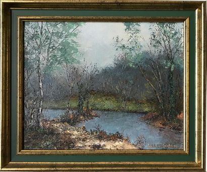 null A. LE MIGNON - XXth
Pond edge
Oil on canvas
Signed lower right
20.5 x 25.5 cm...