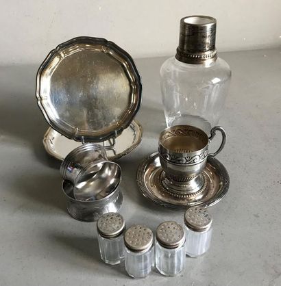 null Set of silver plated metal parts: coasters - egg cups - napkin rings - salt...