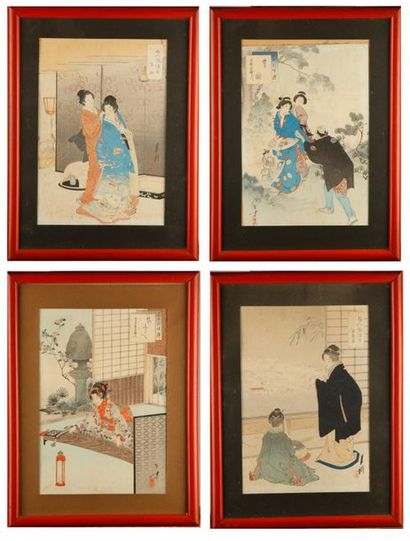null JAPON 
Scènes de la vie au Japon
Ensemble de quatre estampes encadrées
20 x...