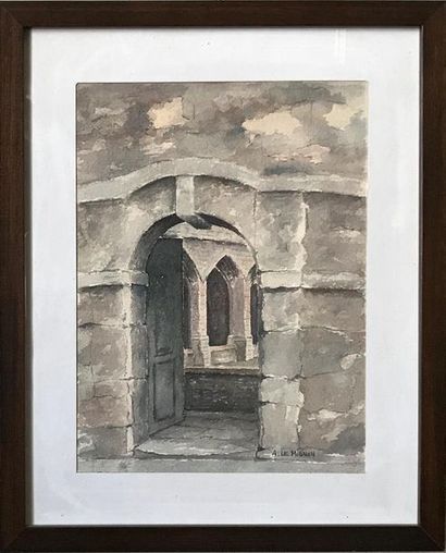 null A. LE MIGNON - XXth
Cloister door
Watercolour and wash
Signed lower right
22,5...
