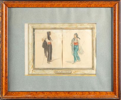 null Attributed to Auguste D. RAFFET - XiXe
Spanish men
Watercolour drawing in a...