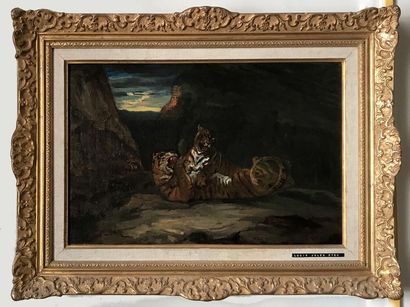 ETEX Jules ETEX (1810-1889)
Tigres
Huile sur toile
Signé en bas à droite
31 x 47...