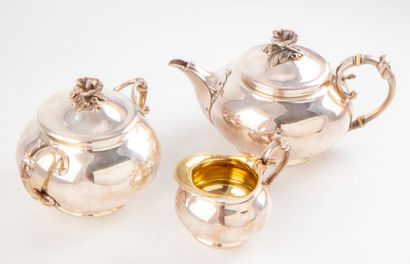 CHRISTOFLE CHRISTOFLE
Tea set in silver metal with the number "D" including a teapot,...