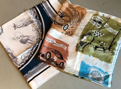 Two silk scarves with Shell and racing motifs....