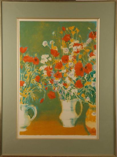 null André VIGNOLES - XXth
Bouquets of flowers
Lithography
Signed lower right and...
